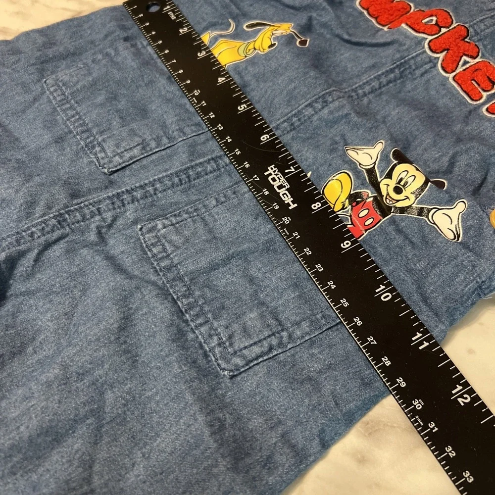 Disney Baby Mickey Mouse Pluto Blue Denim Shortall Overalls Toddler 18M Playwear